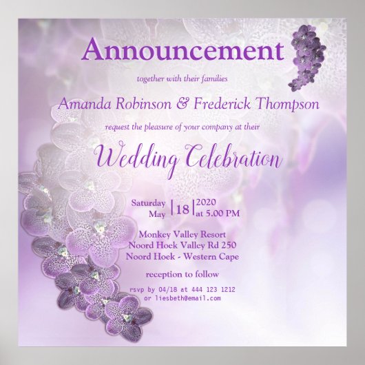 Tinten van paarse paarse orchideeën poster (Voorkant)