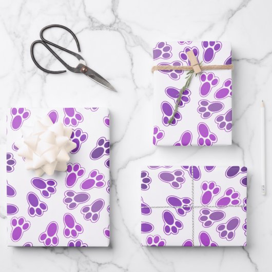 Tinten van Paarse Paashaas Voeten Patroon Custom Inpakpapier Vel (Voorkant)