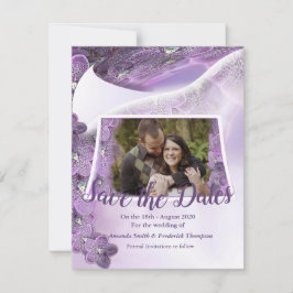 Tinten van paarse violette orchideeën save the date