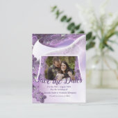 Tinten van paarse violette orchideeën save the date (Staand voorkant)