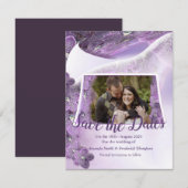 Tinten van paarse violette orchideeën save the date (Voorkant / Achterkant)