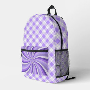 TINTEN VAN PAARSE ZONNEBRAND EN PLAID PATROON BEDRUKTE RUGZAK