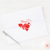 Tinten van Rode Hibiscus Hart Sticker (Envelop)