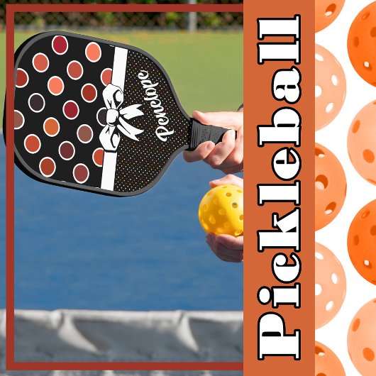 Tinten van Rode Polka Dots op Zwart, Faux White Bo Pickleball Paddle