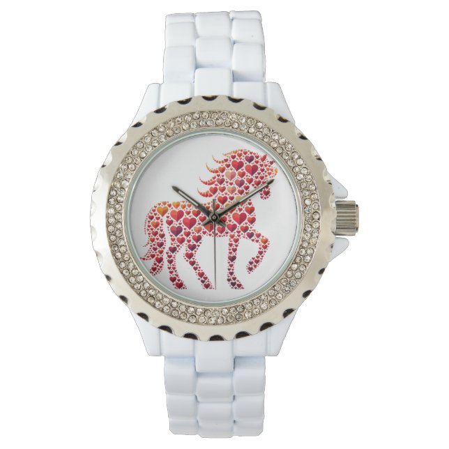 TINTEN VAN RODE VALENTIJN HART PAARD HORLOGE (Voorkant)