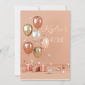 Tinten van Roze Ballonnen 40e Kaart (Voorkant)