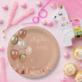 Tinten van Roze Ballonnen 40e Papieren Bordje (Feest)