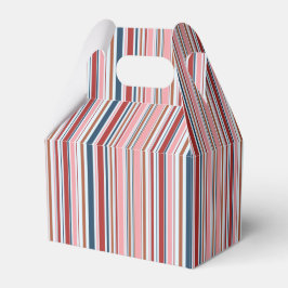 Tinten van roze, blauw en rode strepen bedankdoosjes
