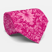 Tinten van roze  bloemdamast stropdas (Opgerold)