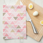 TINTEN VAN ROZE BRUIN WIT DRIEHOEKSPATRONEN THEEDOEK (Quarter Fold)