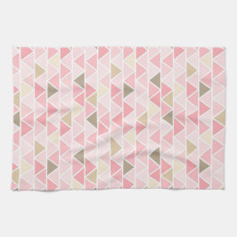 TINTEN VAN ROZE BRUIN WIT DRIEHOEKSPATRONEN THEEDOEK