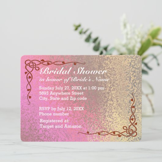 Tinten van roze en gouden Vrijgezellenfeest Kaart (Staand voorkant)