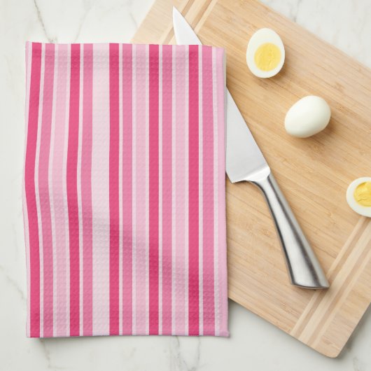 Tinten van roze strepen theedoek (Quarter Fold)
