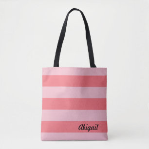 Tinten van roze strepen tote bag