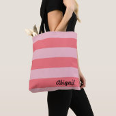 Tinten van roze strepen tote bag (Dichtbij)