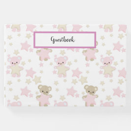 TINTEN VAN ROZE & TAN TEDDYBEREN & STERREN GASTENBOEK