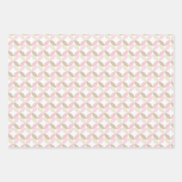 TINTEN VAN ROZE & TAN TEDDYBEREN STERREN & STREPEN INPAKPAPIER VEL