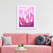 Tinten van Roze Wit Leaf Stretched Canvas Print (Insitu (Woonkamer))