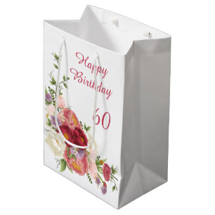 Tinten van Roze Witte Pioen Bloem Gelukkig Verjaar Medium Cadeauzakje