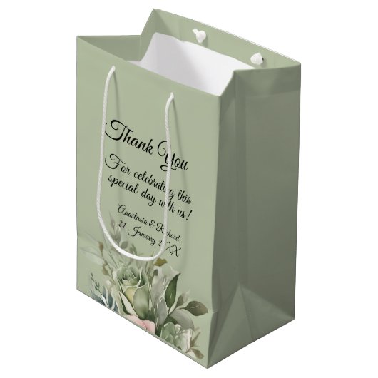 Tinten van Sage Bruiloft Medium Cadeauzakje (Voorkant Gekanteld)