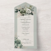Tinten van Sage Green Floral All In One Uitnodiging (Binnen)