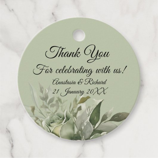 Tinten van Sage Wedding Gift Labels (Voorkant)