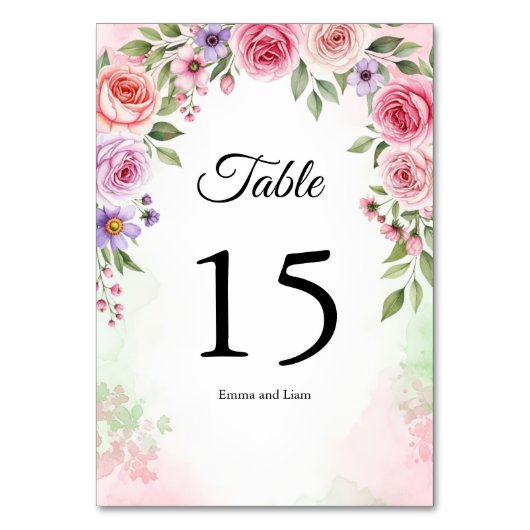 Tinten van Stof Roze Botanisch Tafelnummer (Achterkant)