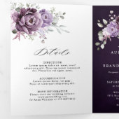 Tinten van Stofachtig Paarse Bloesems Romantische Drieluik Aankondiging (Binnenzijde eerst)