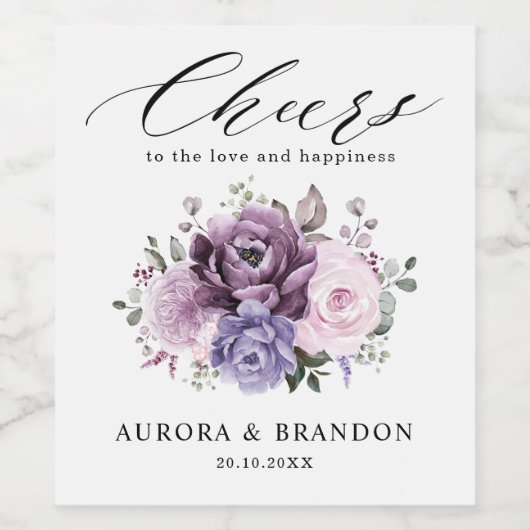 Tinten van Stofachtig Paarse Bloesems Sfeervolle B Wijn Etiket (Enkel label)