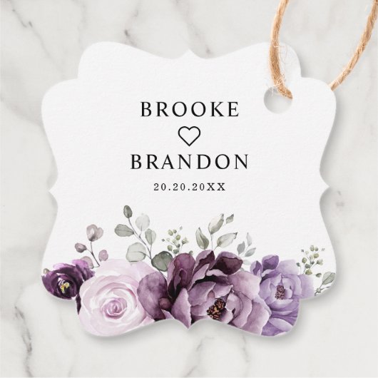 Tinten van Stofachtig Paarse Bloesems Trouw Dank J Bedankjes Labels (Achterkant)