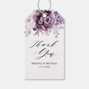 Tinten van stoffig paarse bloesems droevige bloemi cadeaulabel