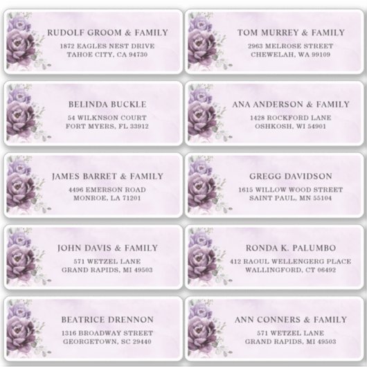 Tinten van stoffige Paarse Plum Wedding Guest Addr Sticker (Voorkant)