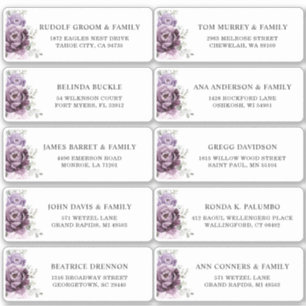 Tinten van stoffige Paarse Plum Wedding Guest Addr Sticker