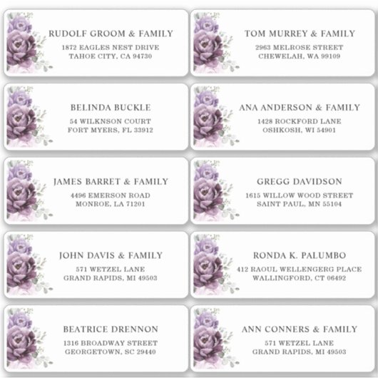 Tinten van stoffige Paarse Plum Wedding Guest Addr Sticker (Voorkant)