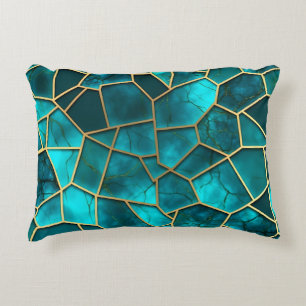 TINTEN VAN TURQUOISE & GOUDEN MOZAÏEK CHIP PATRONE ACCENT KUSSEN