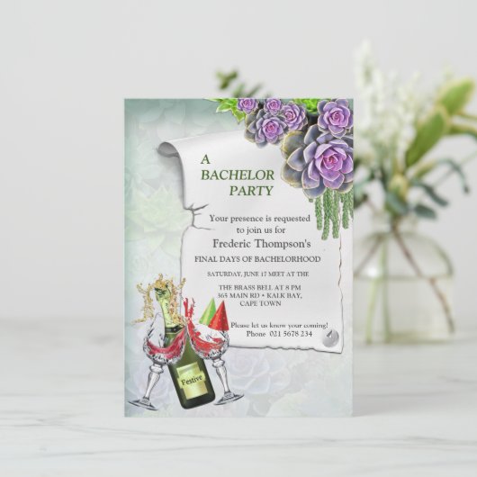 Tinten van zeegroen en lavendel vrijgezellenfeest (Staand voorkant)