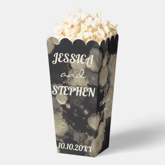 Tinten van zwart en een zilveren randje Favor Boxe Bedankdoosjes (Popped)