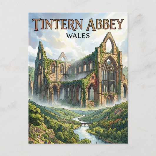 Tintern Abbey Wales Briefkaart (Voorkant)