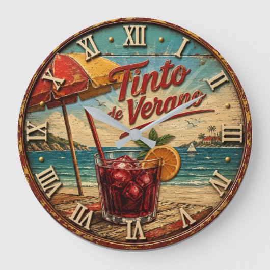 Tinto de Verano Spanish Mediterranean Beach Decor Grote Klok (Voorkant)