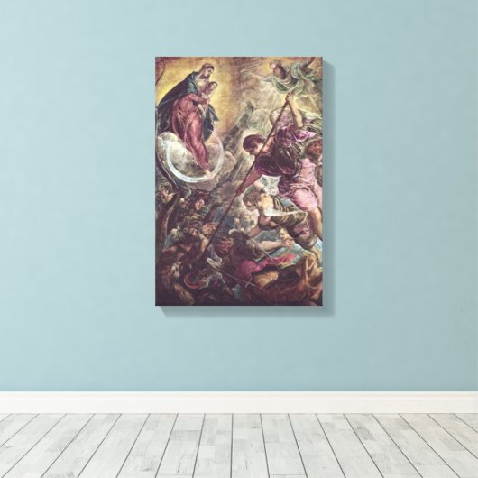 Tintoretto Crescent Moon Madonna Maria Apocalypse Canvas Afdruk (Insitu (Houten vloer))