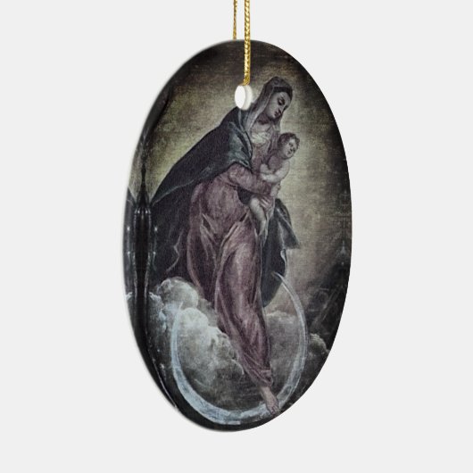 Tintoretto Crescent Moon Madonna Maria Apocalypse Keramisch Ornament (Rechts)