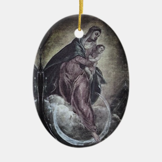 Tintoretto Crescent Moon Madonna Maria Apocalypse Keramisch Ornament (Voorkant)