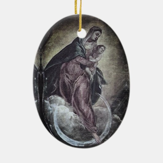 Tintoretto Crescent Moon Madonna Maria Apocalypse Keramisch Ornament (Achterkant)