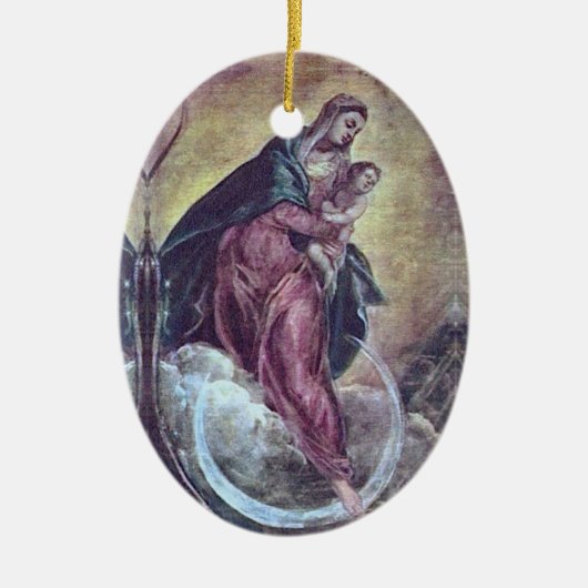 Tintoretto Crescent Moon Madonna Maria Apocalypse Keramisch Ornament (Voorkant)