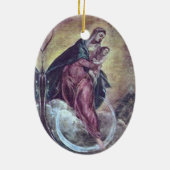 Tintoretto Crescent Moon Madonna Maria Apocalypse Keramisch Ornament (Achterkant)