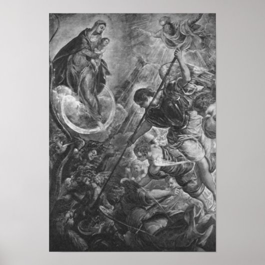 Tintoretto – Kampf des Erzengels Michael mit Satan Poster (Voorkant)