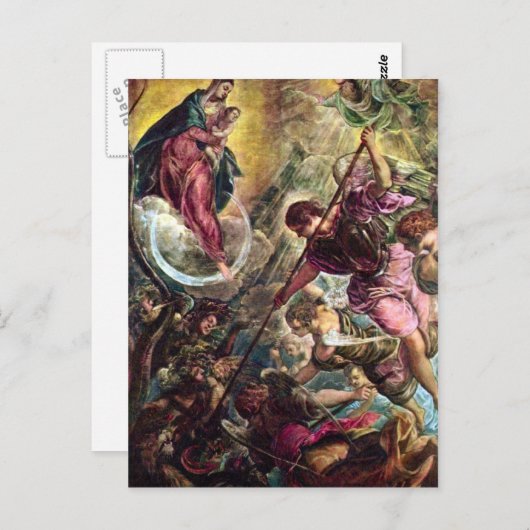 Tintoretto - Slag om de Archangel Michael met Briefkaart (Voorkant / Achterkant)