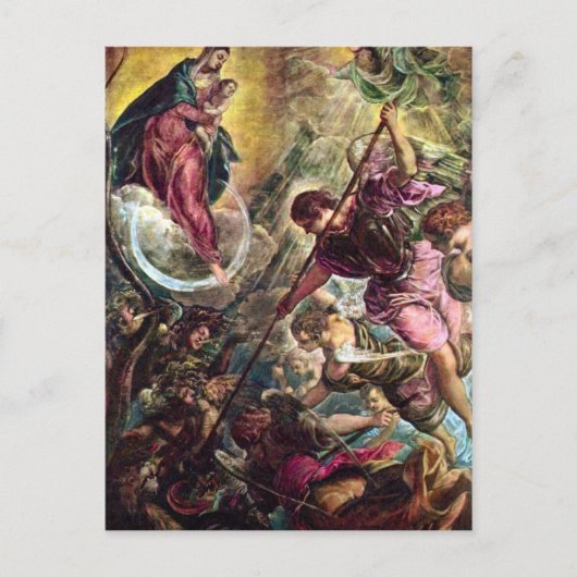 Tintoretto - Slag om de Archangel Michael met Briefkaart (Voorkant)