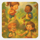 Tiny Adventures - Wandelen Kinder Plein Sticker (Voorkant)