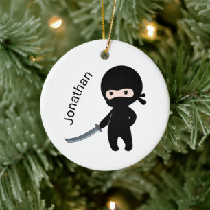Tiny Angry Ninja, aangepaste naam Keramisch Ornament